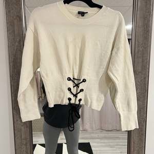 Topshop White Corset Balloon Sleeve Sweater Size 8 Petite